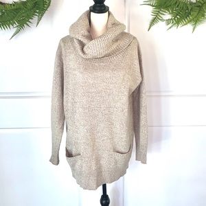 New York & Co Tan Cowl Neck Sweater L